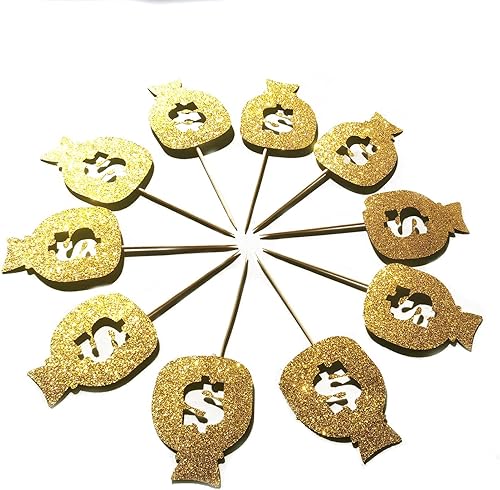 Miniatura 3 de Bolsa de dinero, 12 adornos para cupcakes, diseño de dólar americano, para casino, boda, cumpleaños, festival, fiesta, decoración de fiesta de