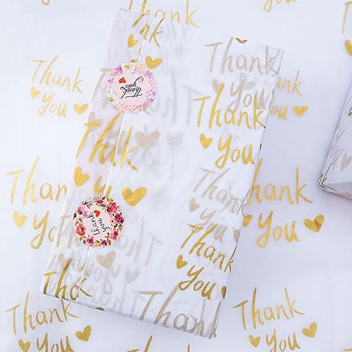 Miniatura 6 de MR FIVE 50 hojas de papel de seda blanco con dorado metálico a granel, 20 x 14 pulgadas, papel de seda de agradecimiento para embalaje, bolsas de