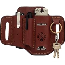Multi Tool Sheath Leather EDC Organizer Belt Pouch Multi-Tool Fits Knives Pen Keys Heavy Duty Leather Man Gerber SOG Multi Tool Easy Slide Maroon