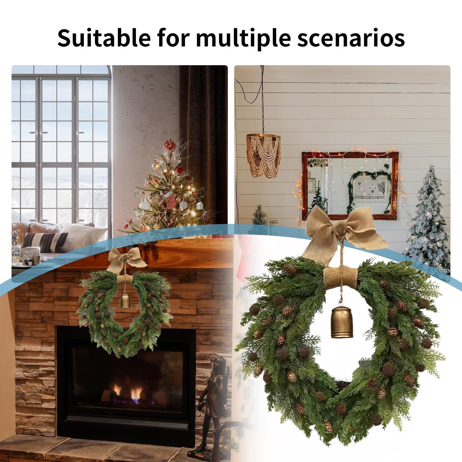 Guirlande De Noël Guirlande De Sapin Artificielle, Couronne De Noël Extérieur, Décoration De La Guirlande De Noël Pour Le Mariage, La Maison, Le Mur