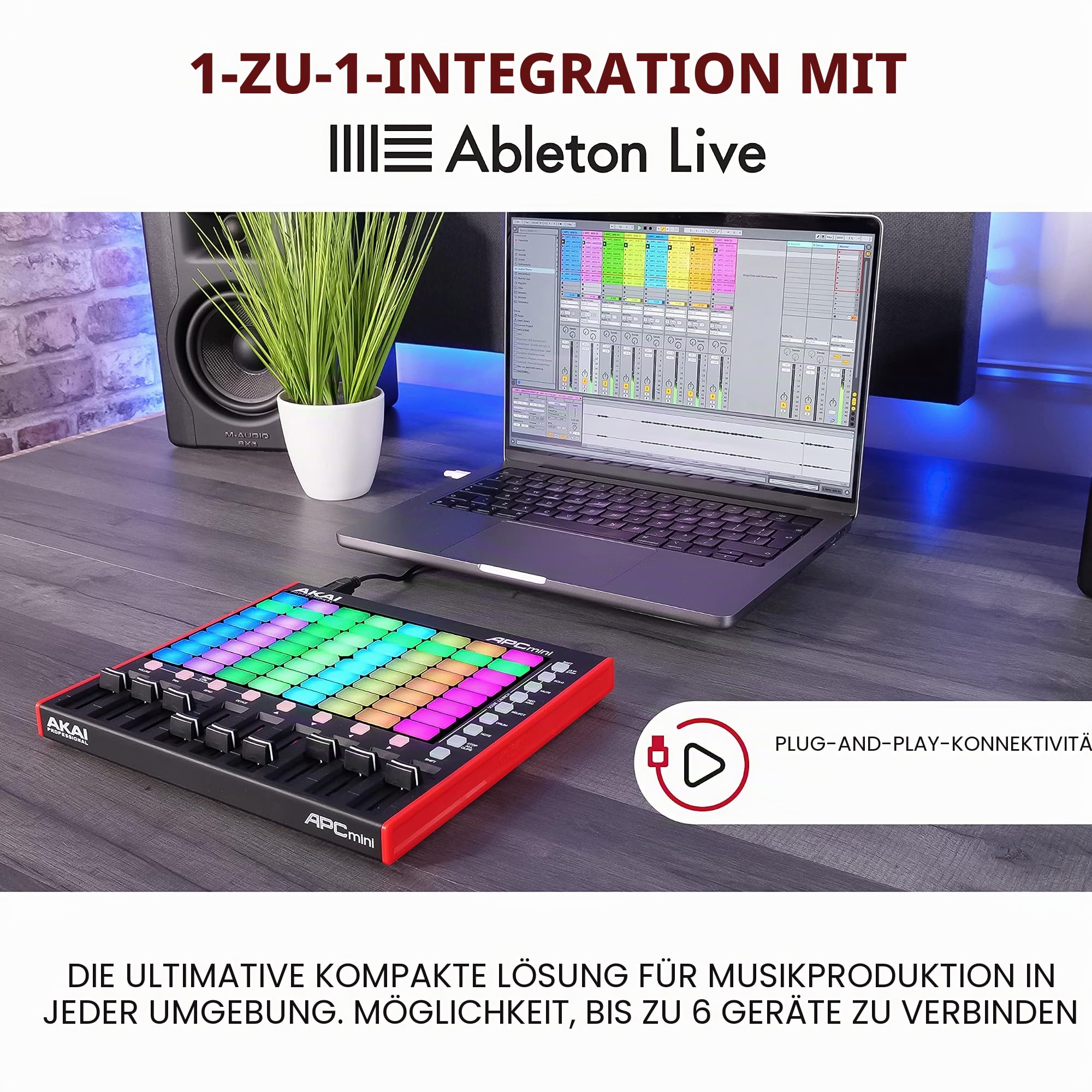 Akai Professional APC Mini MK2 - USB MIDI Pad Controller & Professional LPD8 – USB MIDI Controller mit 8 responsiven MPC Drum Pads