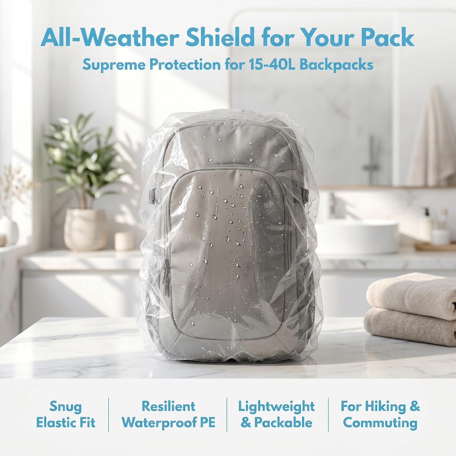 Toddmomy Backpack Rain Cover 15-40L | Disposable Elastic Waterproof Backpack Cap Covers Protector | Rucksack Daypack Raincoat for Camping Hiking Cycling Travel Emergency