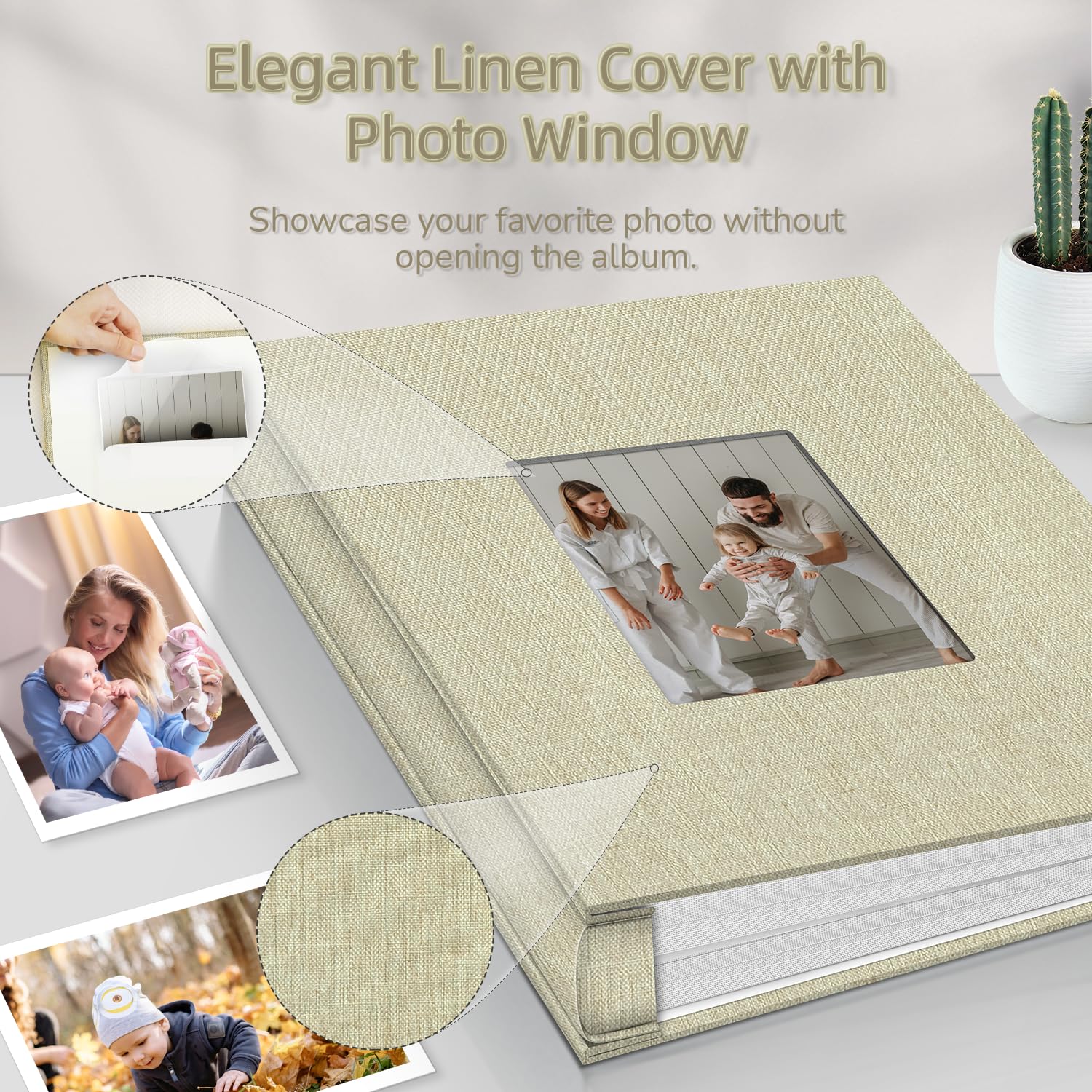Álbum de fotos de 4 x 6 – 600 fotos libros de fotos con 600 bolsillos horizontales y verticales, álbumes de cubierta de lino para familia, boda, aniversario, fotos de vacaciones de bebé