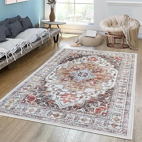 Miniatura 5 de TIANLIN Alfombras de área de 5 x 7 pies para sala de estar, lana artificial suave, resistente a las manchas, lavable, antideslizante, alfombras para