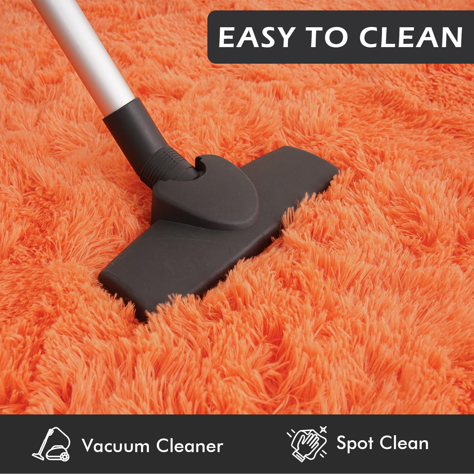 Softlife Area Rug for Living Room, 5x8 Feet Plush Fluffy Rug for Bedroom, Orange Furry Shag Rug for Aesthetic Christmas Room Decor, Ultra Soft Modern Fuzzy Faux Fur Carpet for Kids Nursery Room Dorm