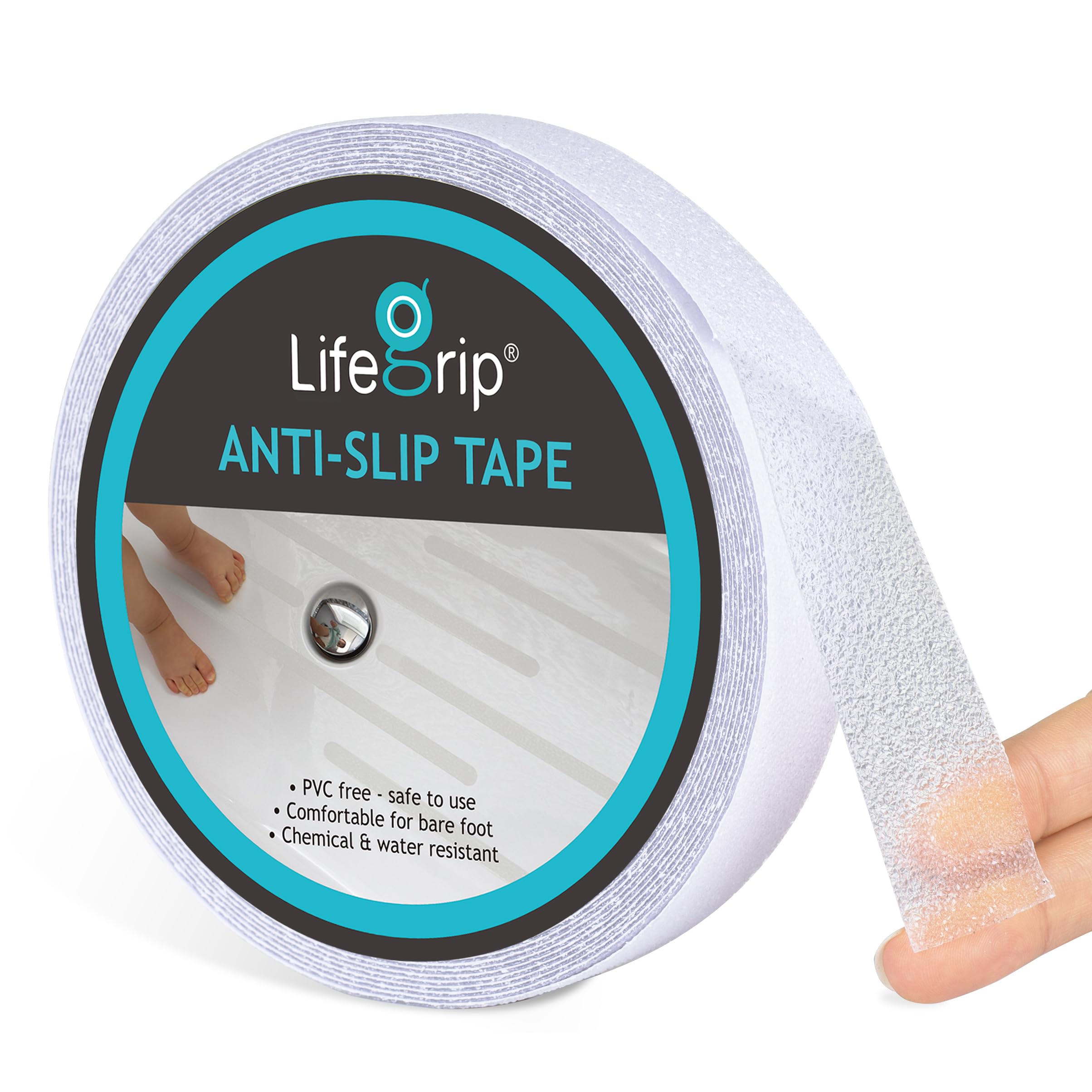 LifeGrip Anti Slip Transparent Anti Slip Tape, 1 inch by 38 feet, Non-Slip Traction Grip Tape to Tubs, Boats, Stairs, Clear, Soft, Comfortable for