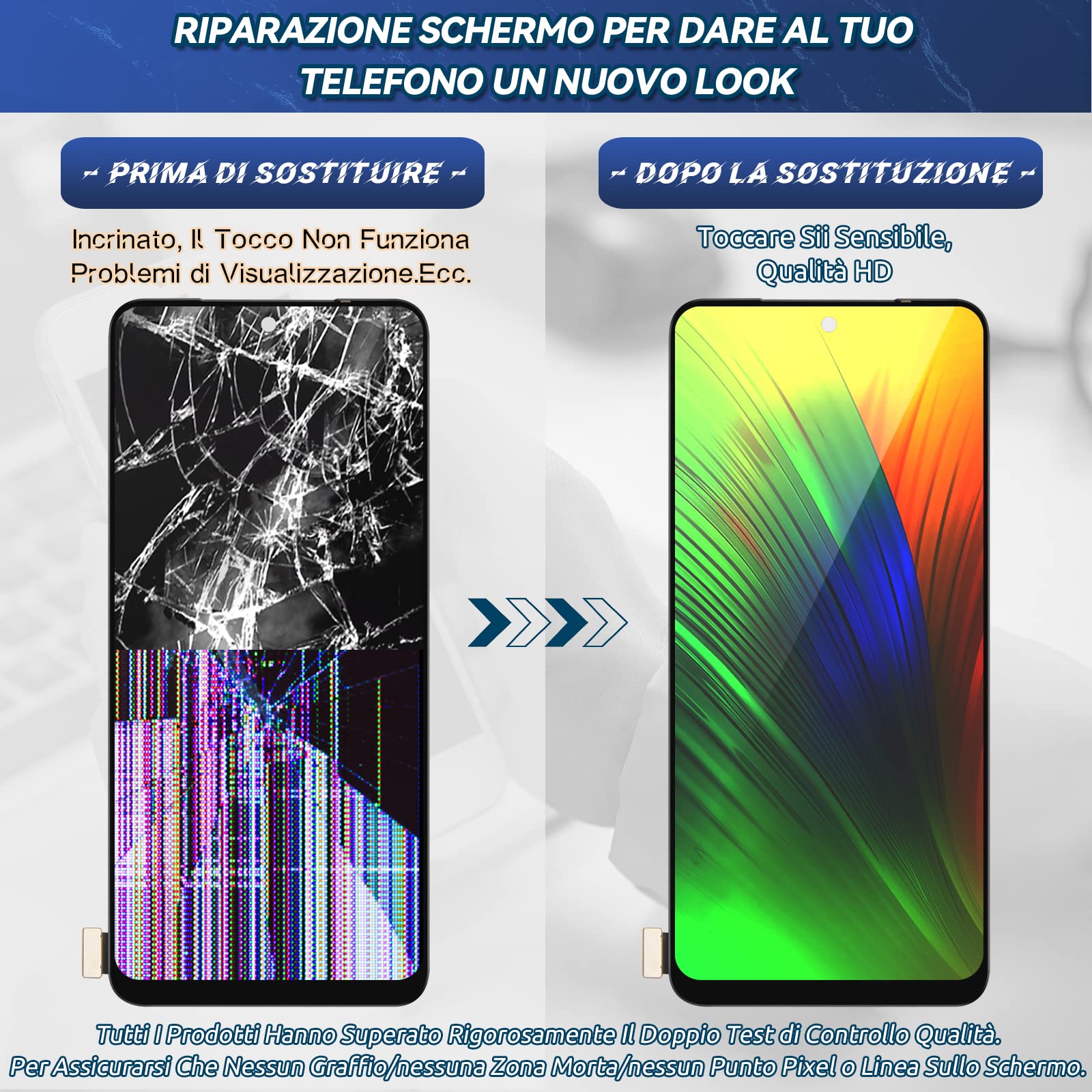 RongZy LCD Schermo per Xiaomi Redmi Note 10 4G / Redmi Note 10s / Poco M5S Display Digitizer Assembly Vetro di Ricambio Touch Screen con Strumenti(Incell)
