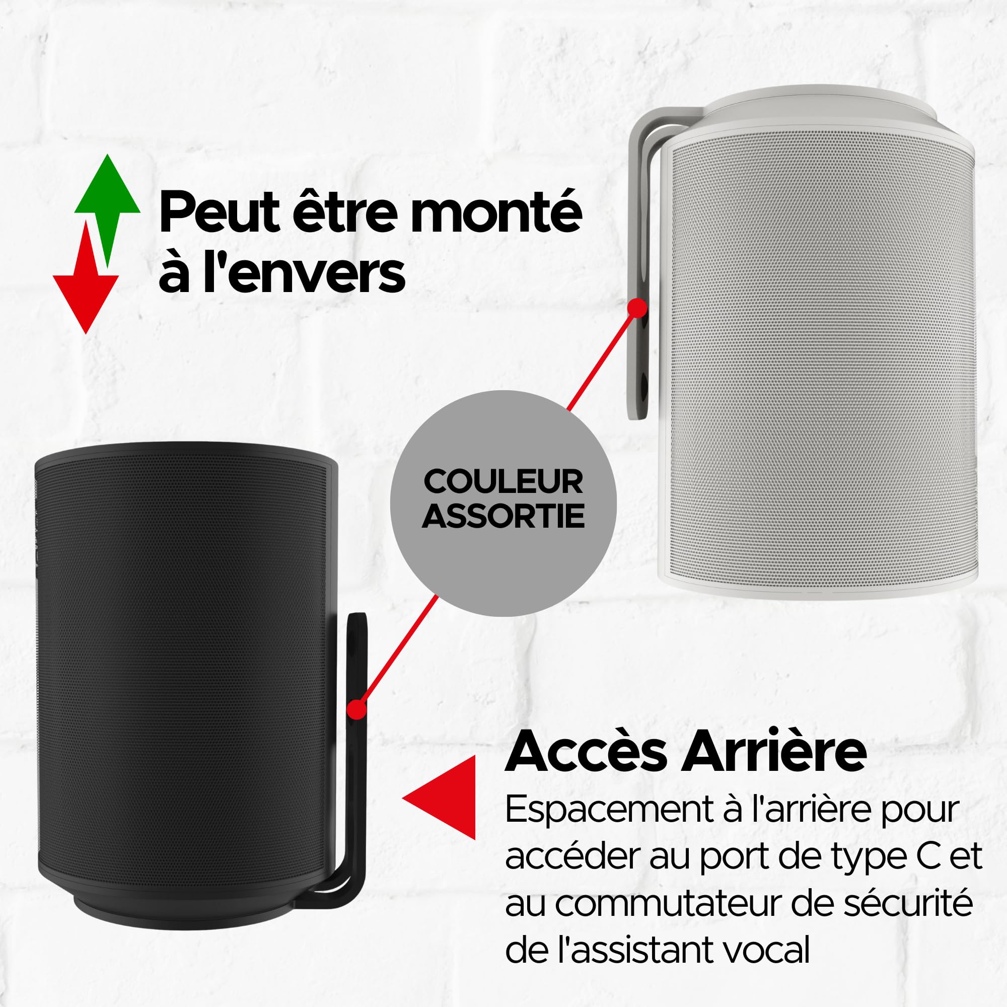 Sound bass Support Mural Era 100 – Profil Bas, Noir, Unité Simple, Compatible avec Sonos ERA100 & Era 100 SL Enceinte, Kit de Fixation Complet Inclus