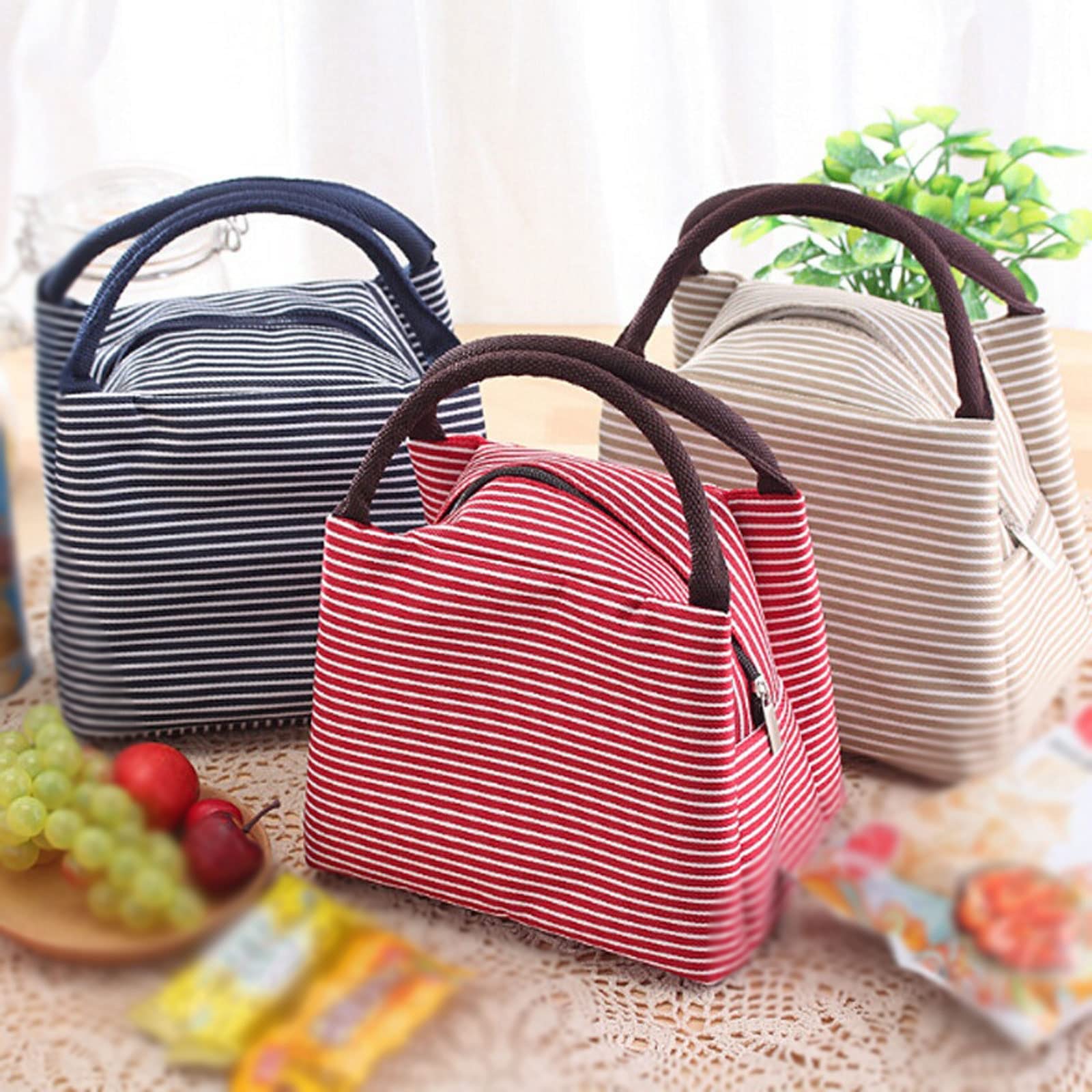 Bolsa de Almuerzo aislada, Bolsa de Almuerzo a Rayas, Bolsa isotérmica para Mujer, Bolsas térmicas para Alimentos empaquetados, Bolsa térmica para Almuerzo, Bolsa para r