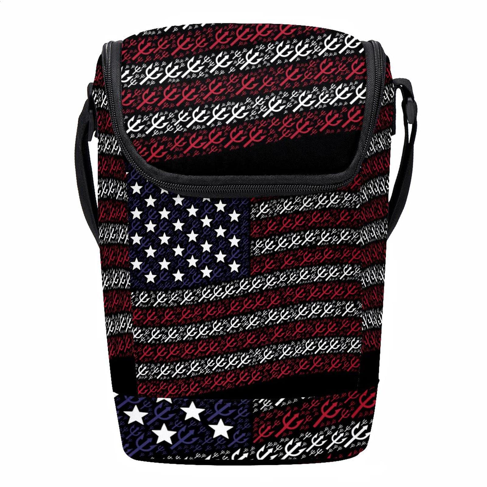 Lonchera grande térmica con bandera de Estados Unidos portátil
