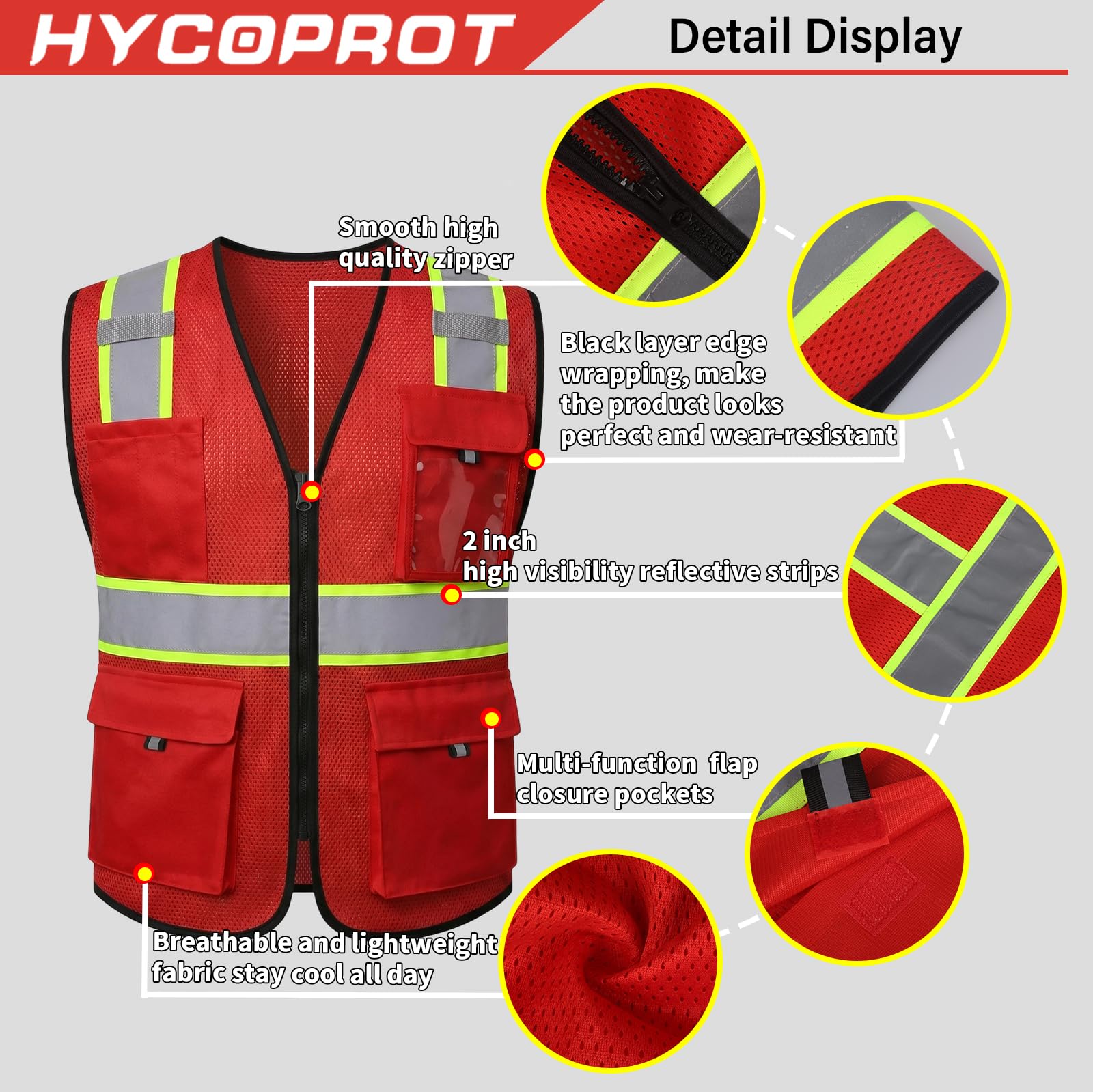 Snapklik.com : HYCOPROT High Visibility Safety Vest Hi Vis Reflective ...