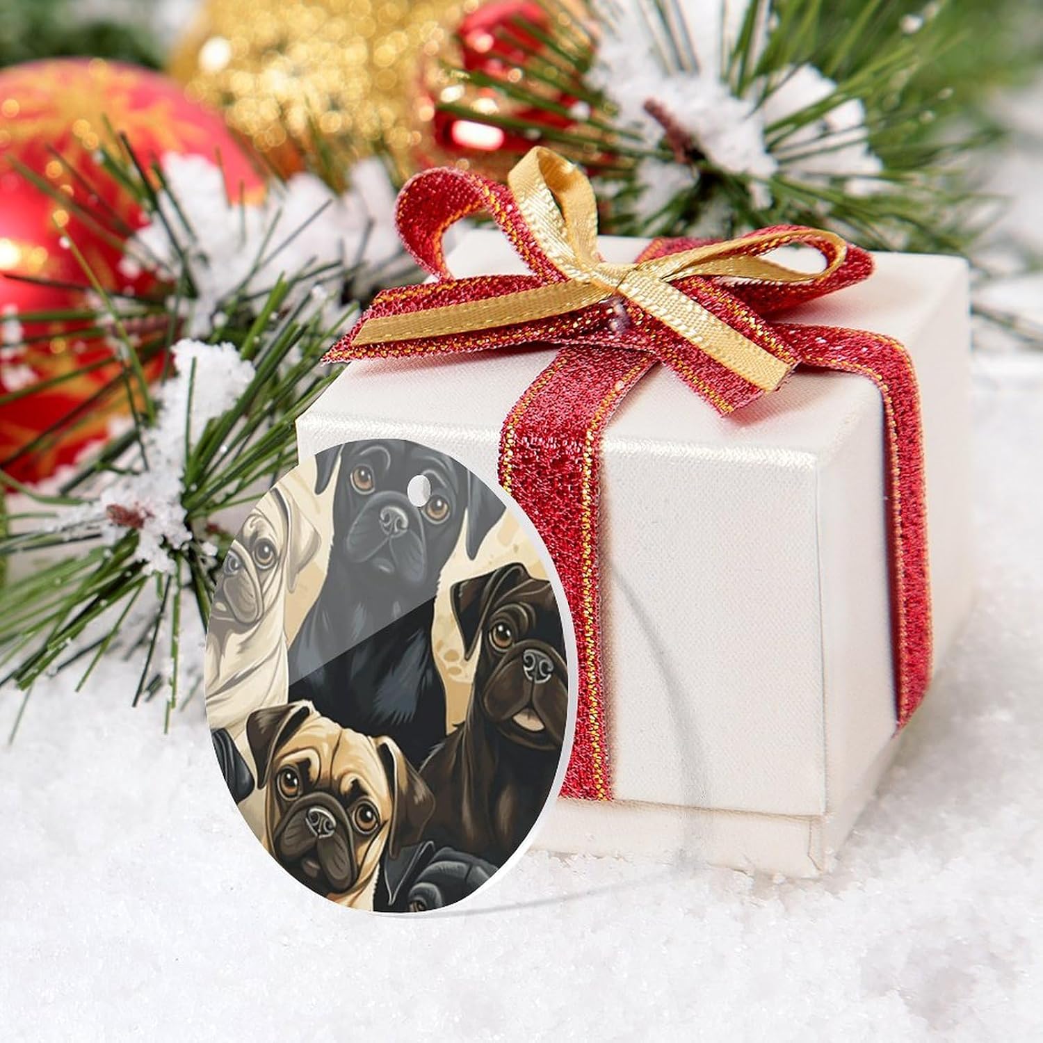 Pug Christmas Ornaments - Farmhouse Xmas Hanging Ornaments for Christmas Tree Decorations, Pendant Decor and Gift Party Tags image 5