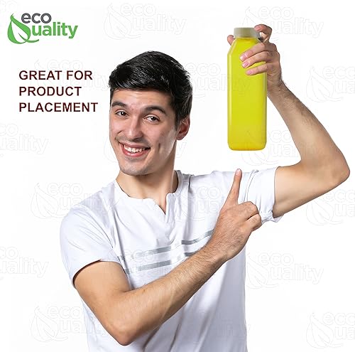 Miniatura 6 de Botellas de jugo vacías de plástico PET transparente de 10 onzas con tapas  118fl oz botellas de plástico cuadradas desechables con tapas a prueba