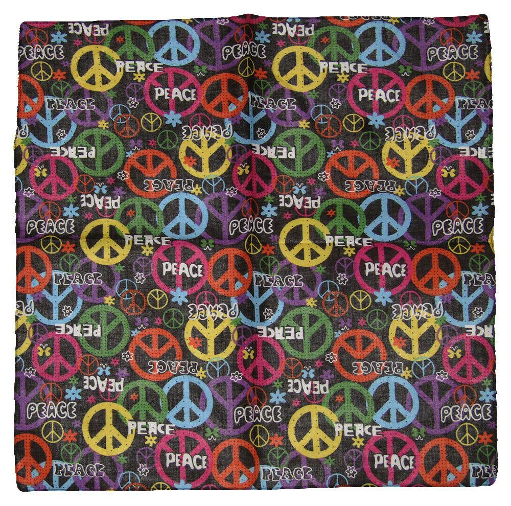 Lot of 3 PEACE Letter Rainbow Multi-Color Peace Signs Cotton 22