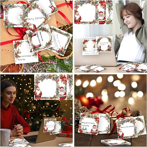 Miniatura 6 de 9 notas adhesivas de Navidad de 3 x 3 pulgadas, lindas almohadillas de notas de corona de Navidad, notas de notas de corona de Navidad de invierno