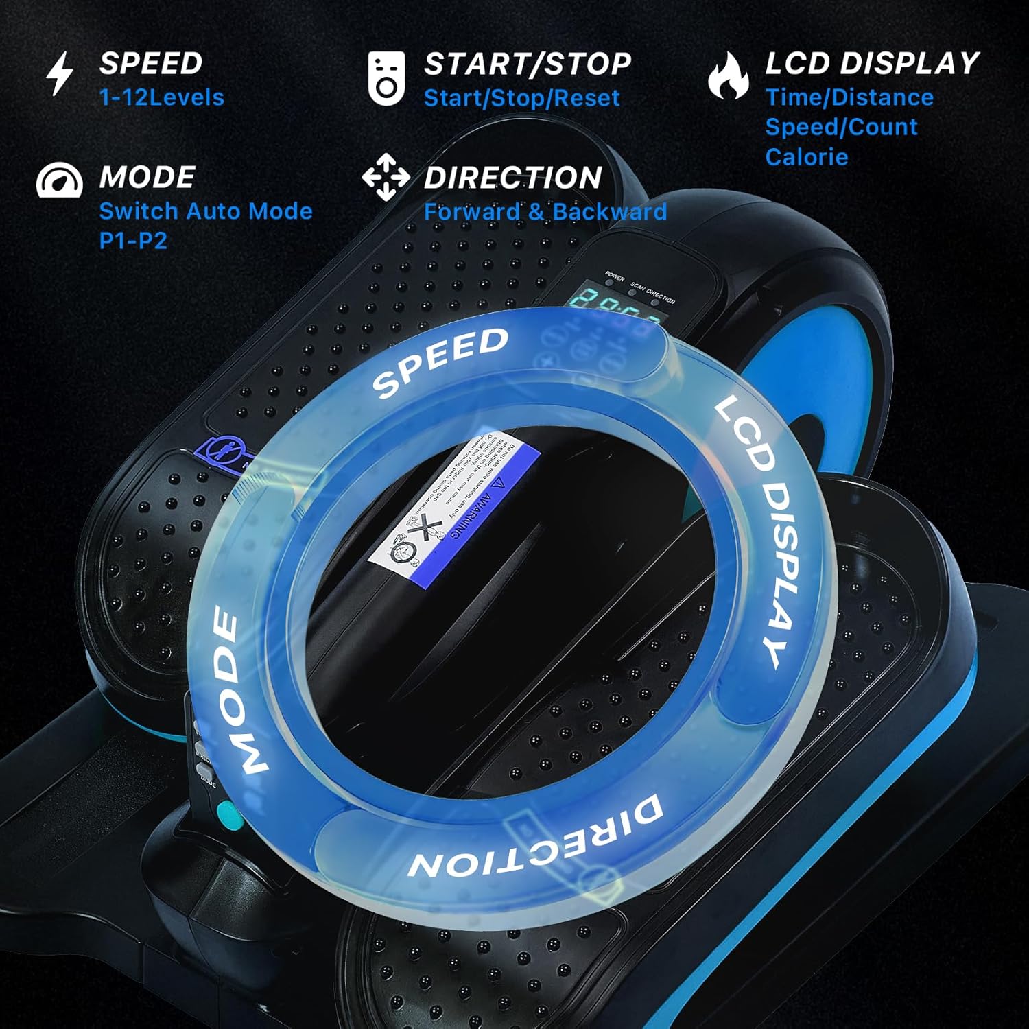 Under Desk Elliptical Machine,Electric Ellipse Leg Exerciser as See on TV with Remote Control,12 Level Speeds Seated Pedal Exerciser for Seniors Adults, Manual & Auto Mode - Image 7