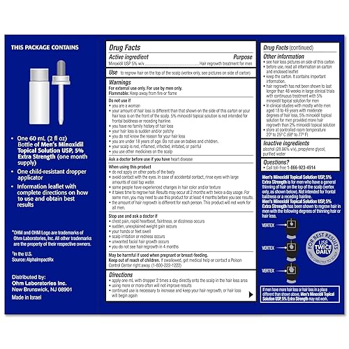 Miniatura 3 de Minoxidil - Solución al 5% para hombre, paquete de 3, botella de tintura de 2 onzas (suministro para 3 meses) clínicamente probado para volver a