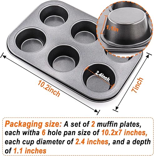 Miniatura 2 de DRAONGYE 2 paquetes de moldes redondos para hornear muffins, molde de acero prémium para hornear, moldes para tartas de queso, moldes para hornear