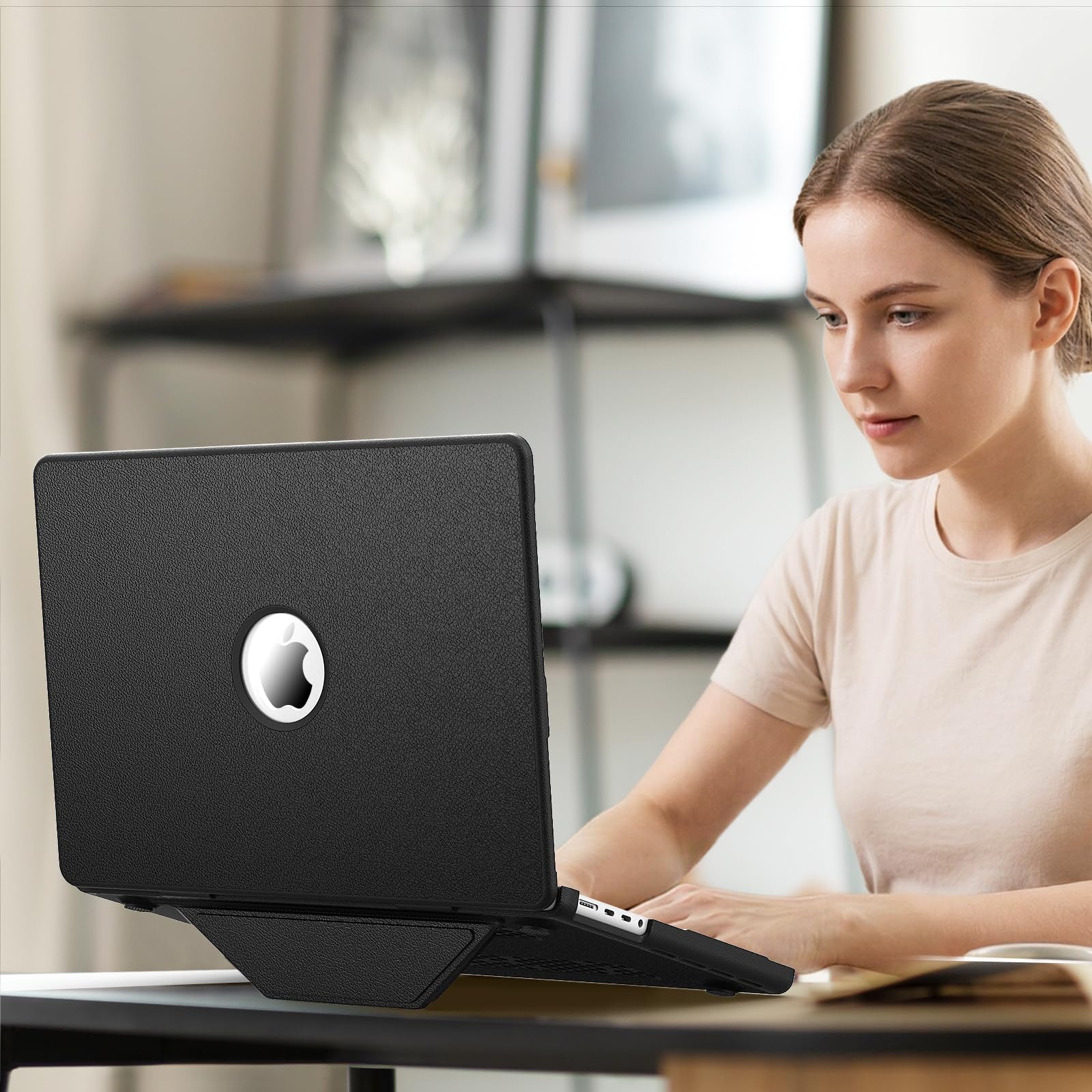 KAIJIAbox Funda compatible con MacBook Pro de 14 pulgadas M5-M1 2026-2021, color negro | Kit 4 en 1 de piel rígida con soporte, cubierta para teclado, alfombrilla de mouse, antigrietas, antiarañazos, antihuellas