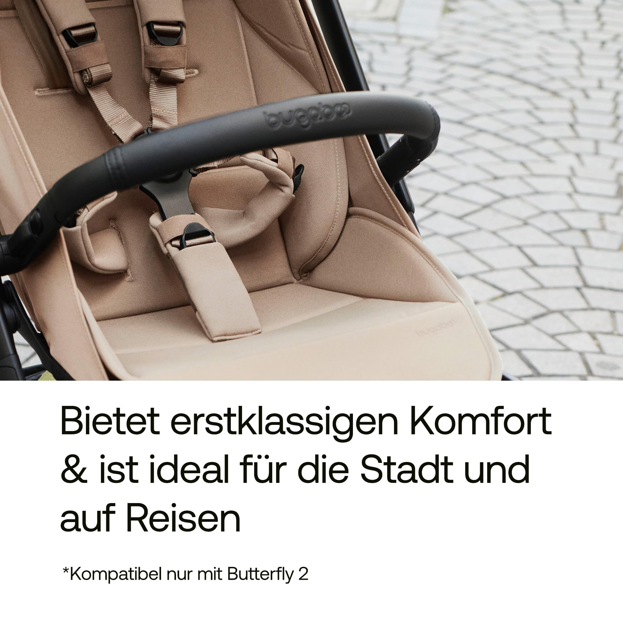 Bugaboo Butterfly 2 Sicherheitsbügel, Halterung für Babys ab 6 Monaten für mehr Sicherheit auf Reisen, einfach zu befestigen und verstellen, abwischbar, minimalistisches und nachhaltiges Design