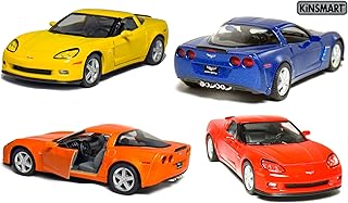 KINSMART 2007 Corvette Z06 5inch 1:36 Scale 5 Inch Die Cast Metal Model American Muscle Toy Car. Pullback Action (-SetOf4)