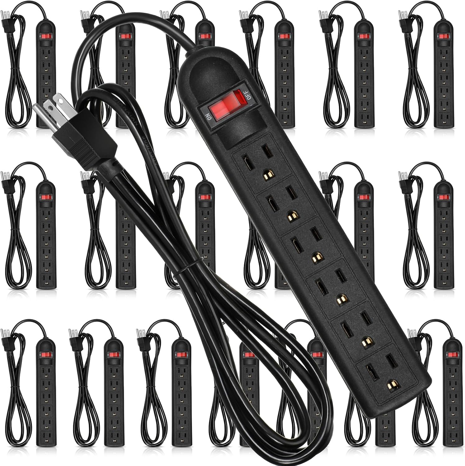 Kanayu 20 Pcs Power Strip Pack 6 Outlet Power Strip Bulk Extension Cord Surge
