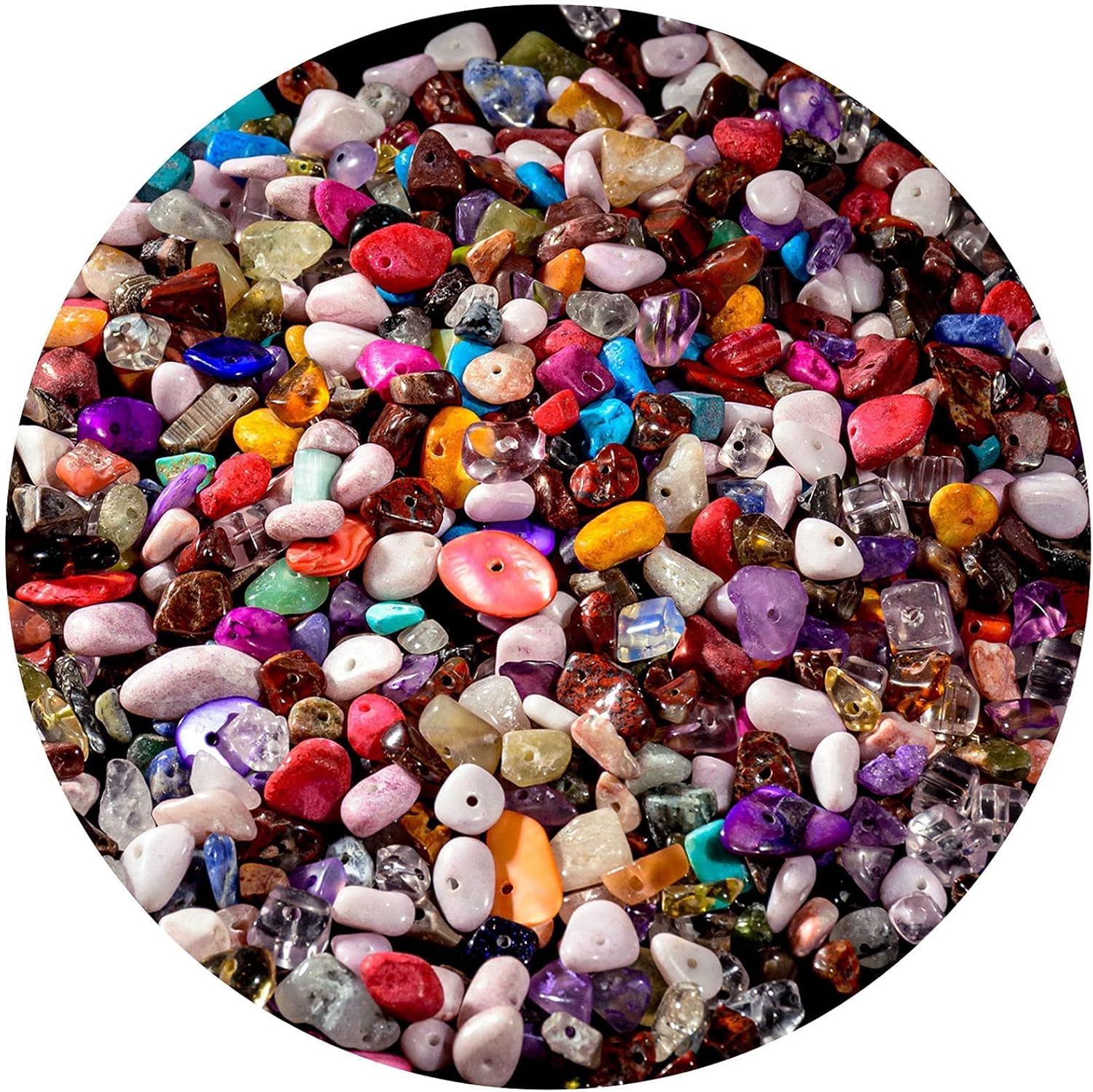 Natural Chip Stone Beads, 400 Pcs Irregular Chip Gemstone Bulk Beads, Crystal Loose Rocks Beads with Hole for Bracelet Jewelry Making Crafting, DIY Art Crafts Gift
