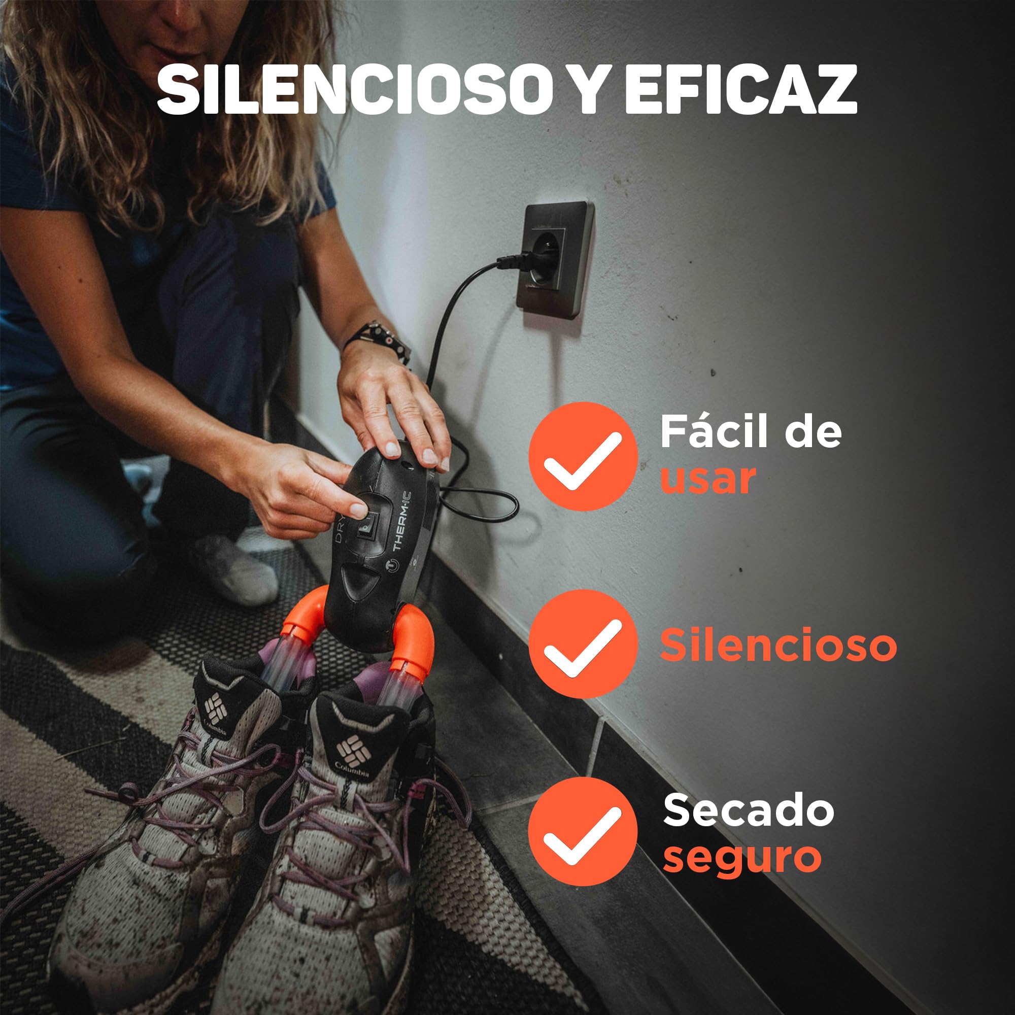Therm-Ic Dryer Secador de calzado, Secado rápido, Compacto y silencioso, Para botas, botines, botas de esquí, Brazos extensibles, Fácil de manejar