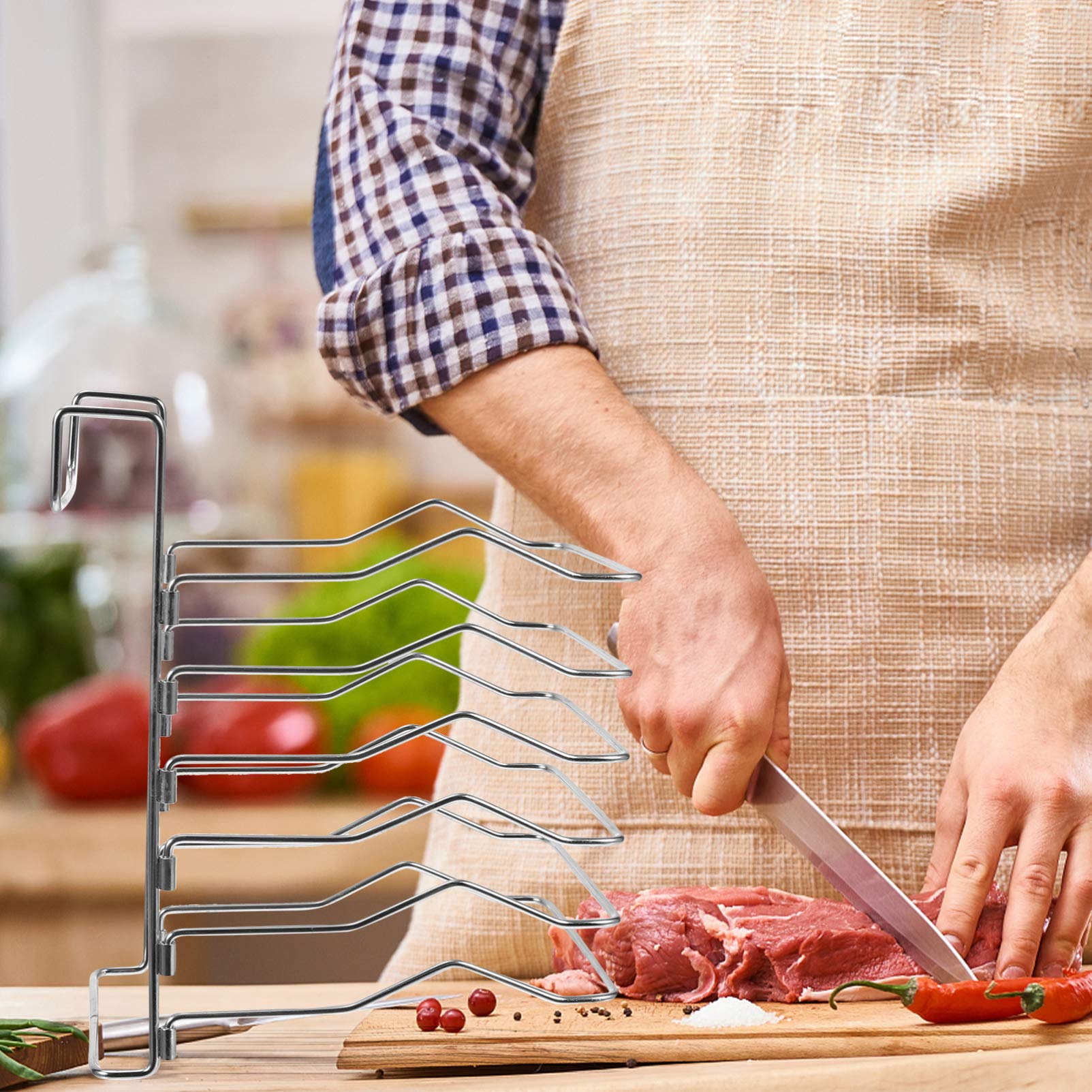 CLISPEED Divisore per Bistecche: Separatore Sous Vide in Acciaio Inox Accessori per Grigliate per Staccabile Regolabile per Portabistecca