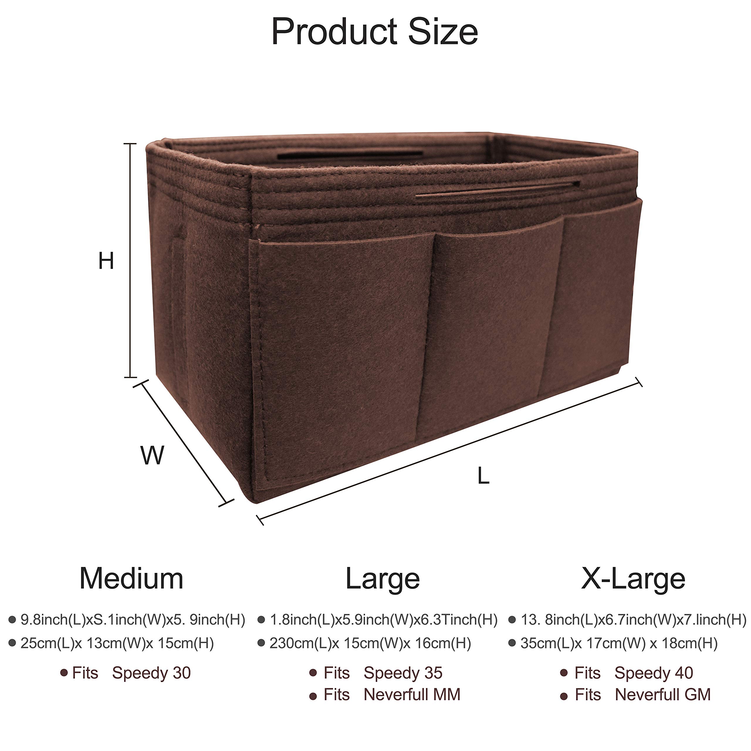 Bolso de Fieltro Organizador Inserte, Bolso en Bolsa Organizador Inserte Bolso Forro, Bolso Tote Organizador Inserte Ajuste Speedy 25-40, Neverfull（Café,Medio