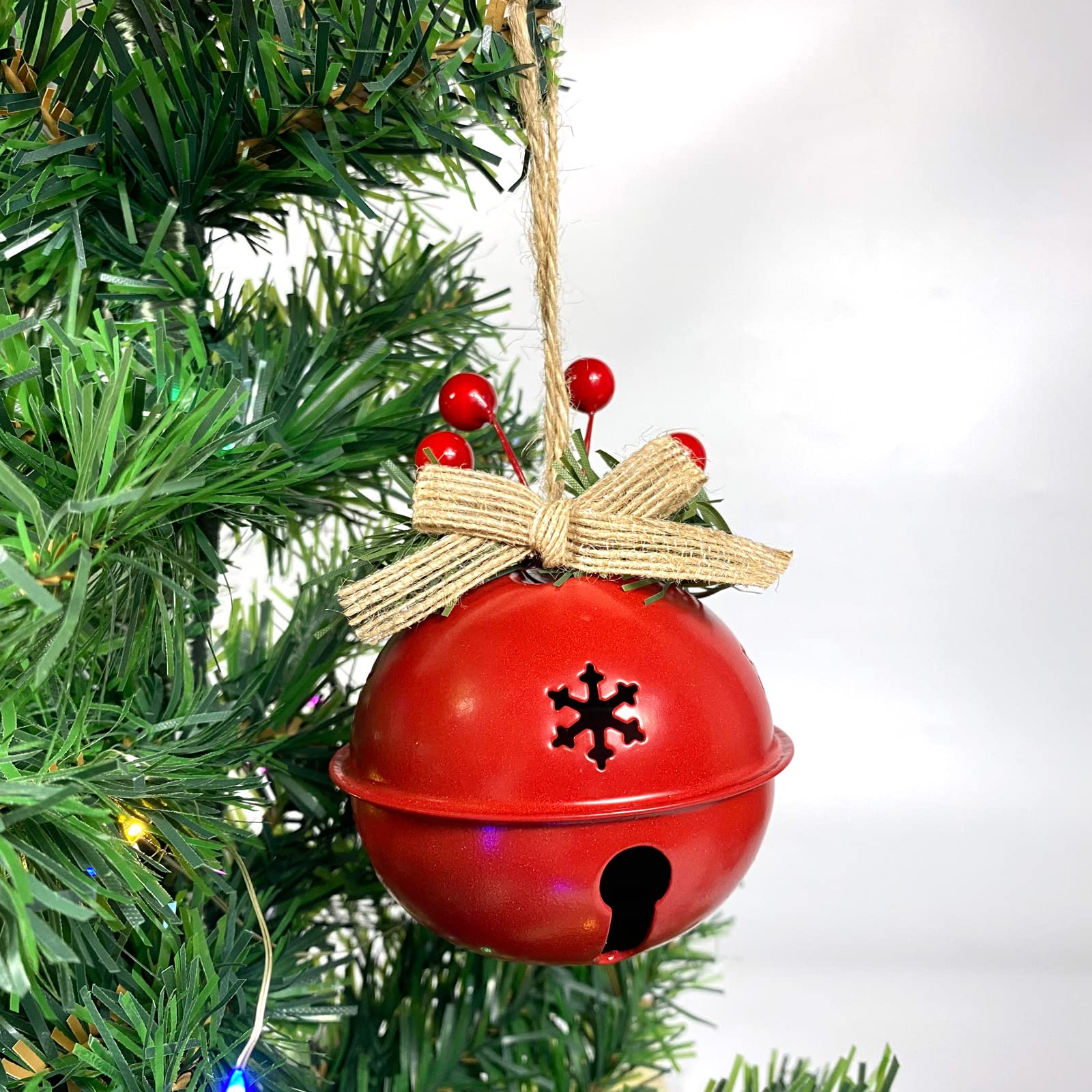 KEYDUACU 6 campane di Natale rosse da 8 cm, campanelle rosse, ciondoli decorativi per le vacanze per alberi di Natale e decorazioni per finestre