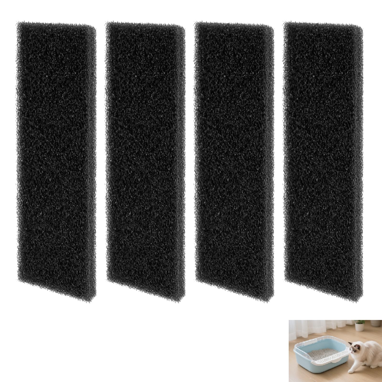 4 Stück Aktivkohlefilter Katzenklo Kompatibel CROPLAS, Katzenklo Filter 4er Pack – Universal Ersatzfilter Katzentoilette mit Deckel 4 mm Aktivkohlevlies zuschneidbar Zubehör frische Luft