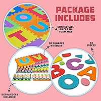 Vista 3 de ToyVelt - Tapete infantil de espuma, alfombra de juego entrelazado con colores, alfabeto, ABC rompecabezas grande de azulejos educativos de espuma