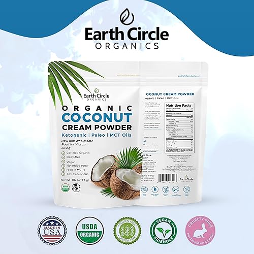 Miniatura 9 de Earth Circle Organics - Crema de coco orgánica  Leche en polvo crema de café Keto perfecta - Alta en aceite MCT vegano sin azúcar añadida sin gluten