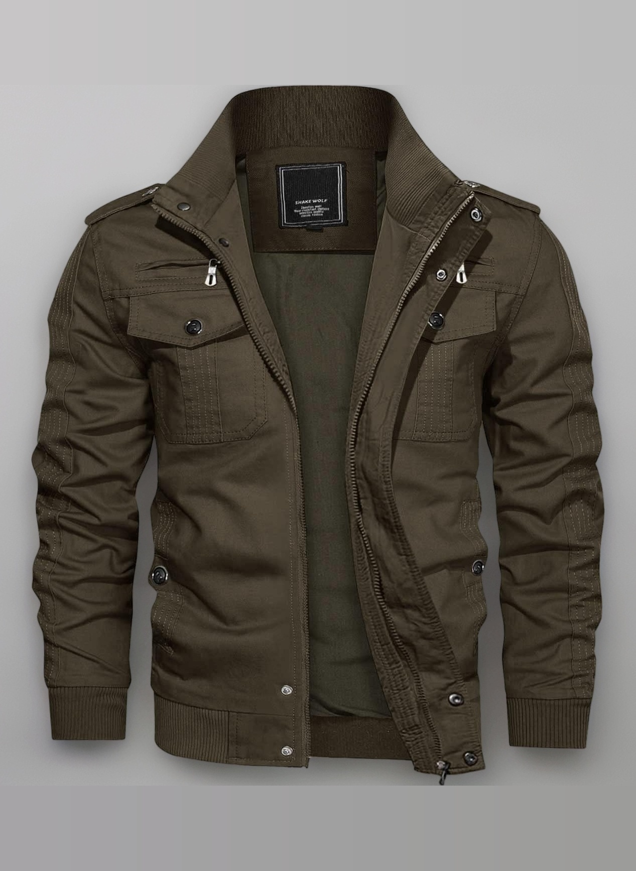 KEFITEVD Mens Warm Fleece Cargo Jacket Winter Military Bomber Jackets Windproof Work Coat with Multi Pockets