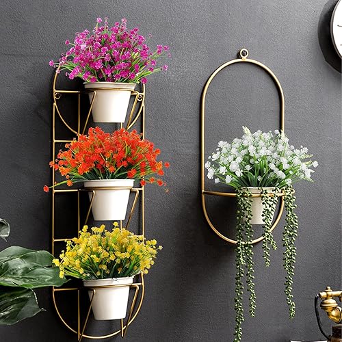 Miniatura 4 de RECUTMS 12 paquetes de flores artificiales para exteriores, resistentes a los rayos UV, flores de plástico artificiales para exteriores, plantas