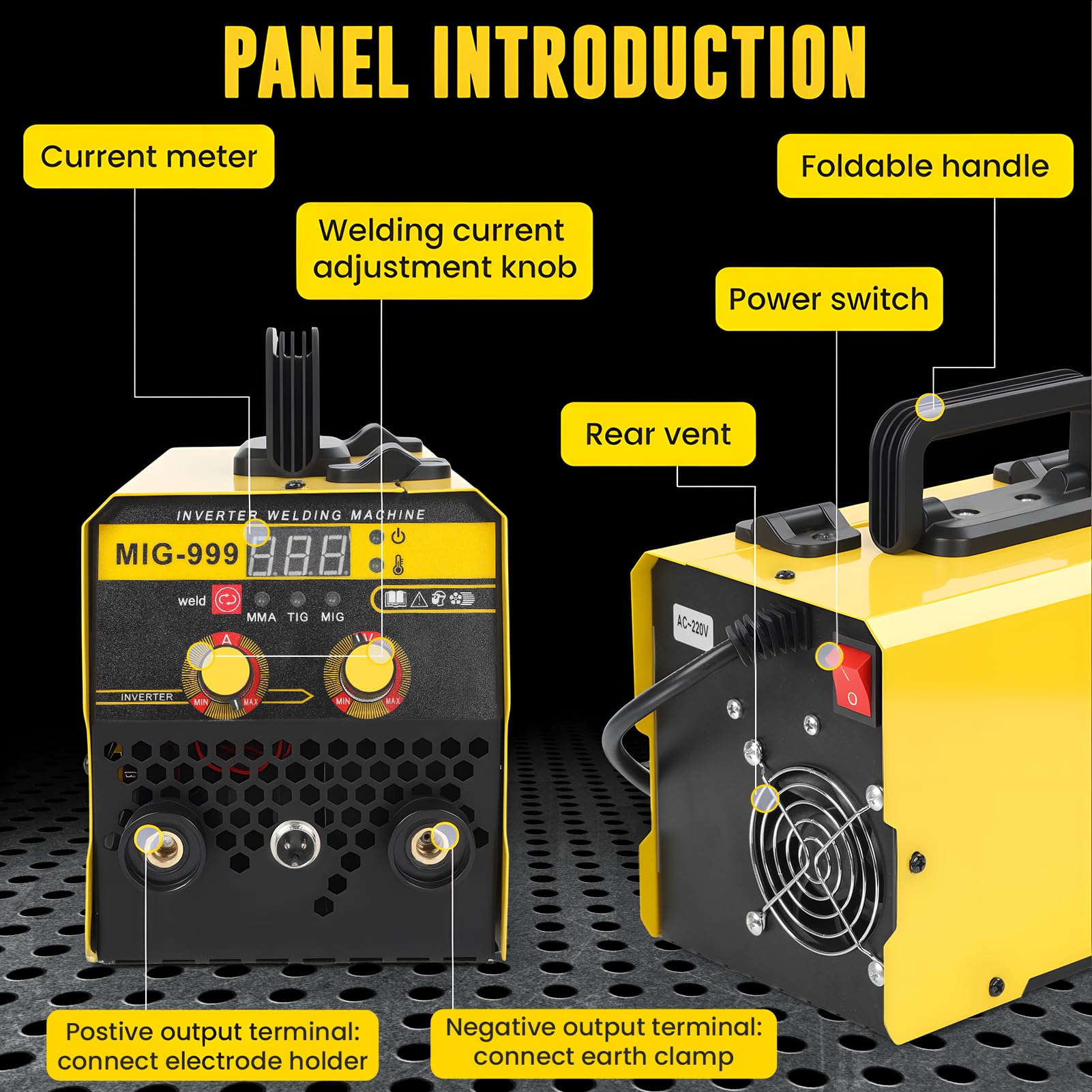 Poste à Souder 3 en 1 MIG 250A 220V Inverter, Machine de Soudage Portable MIG ARC TIG à Fil Fourré, Écran Digital LED, Poste à Souder Multi Procédé pour Métal Atelier DIY et Garage