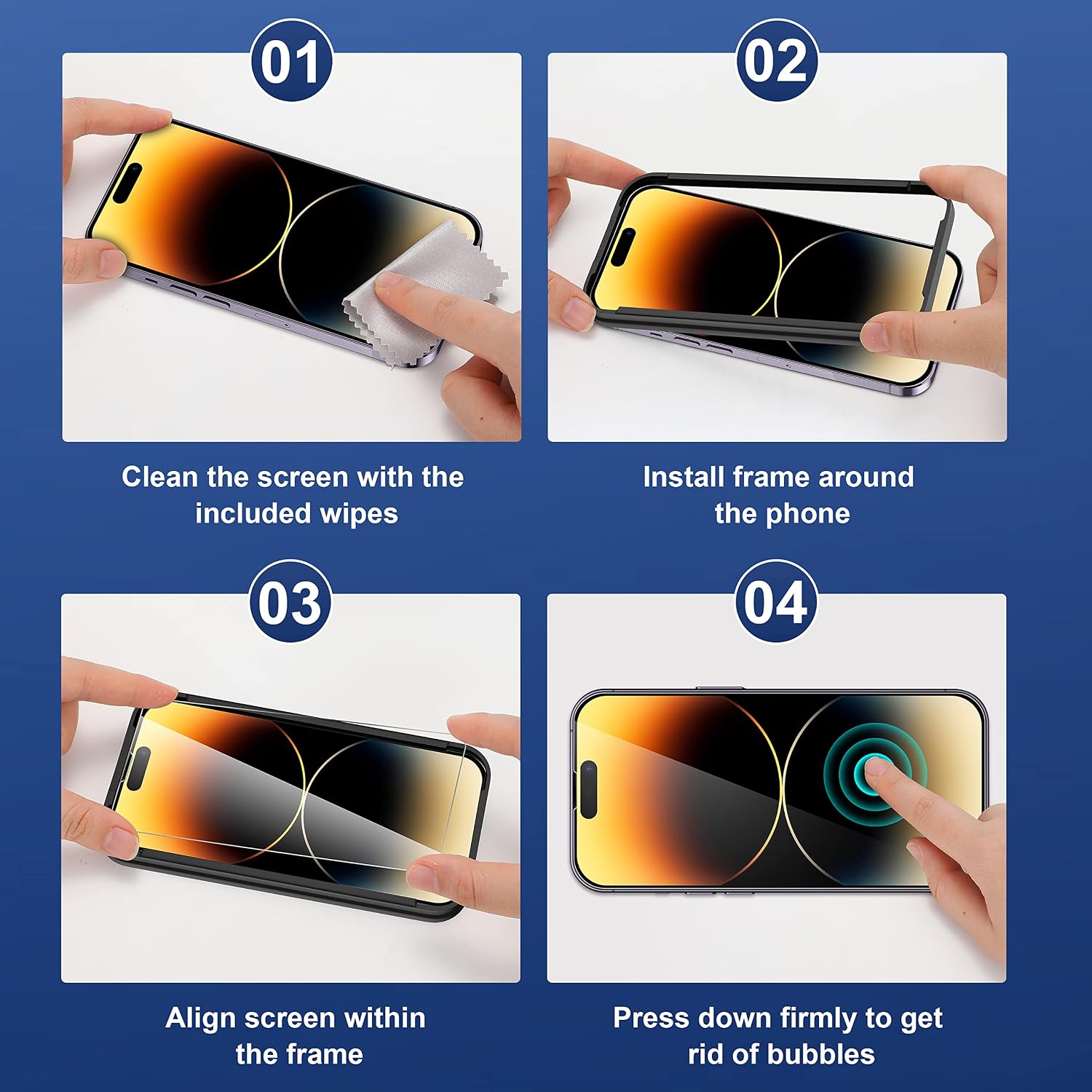 ImpactStrong 3-Pack Shatterproof Tempered Glass Screen Protector for iPhone 14 Pro Max [Easy Installation Frame] [Bubble Free] [9H Hardness] [Full Coverage] Case Friendly, 6.7 Inch image 5