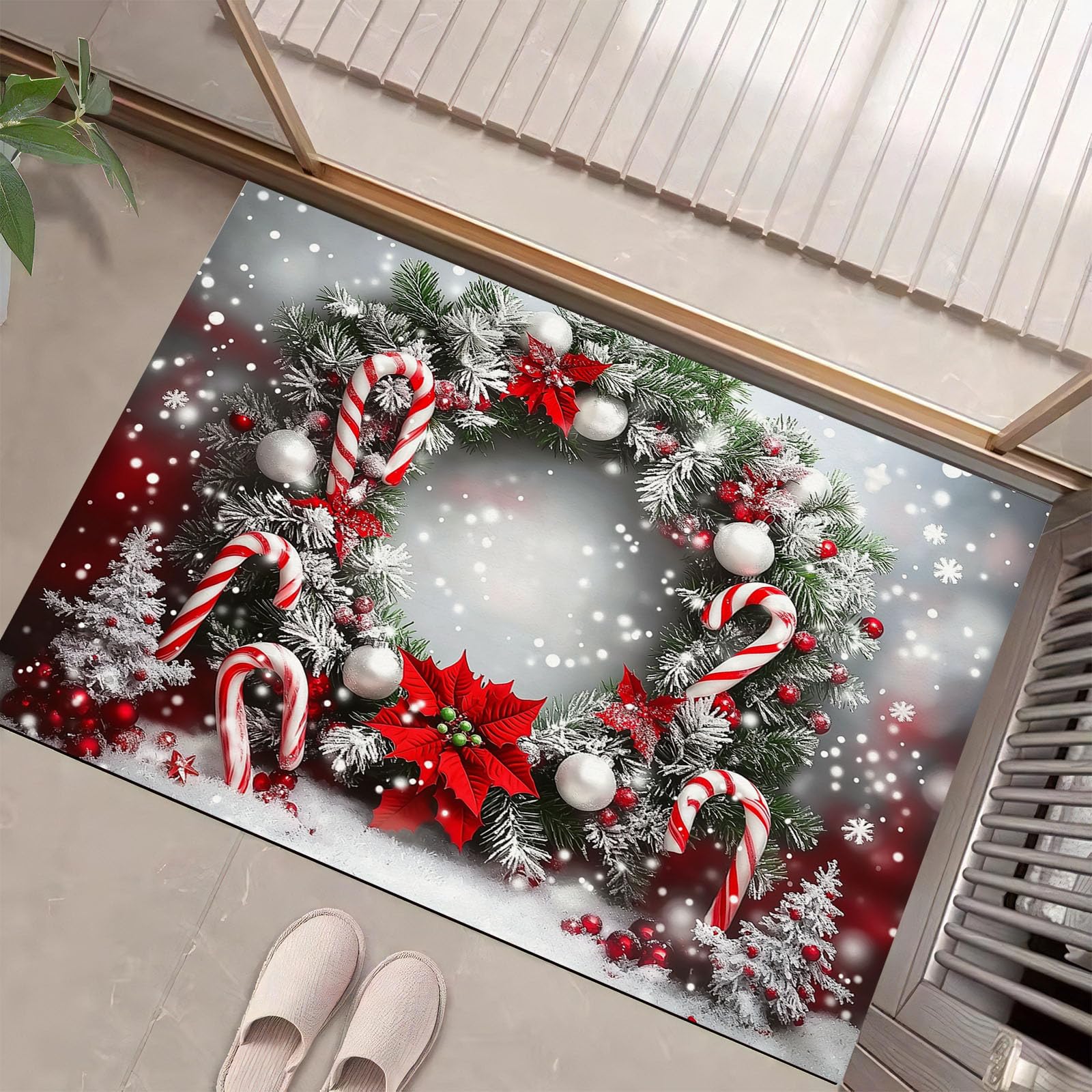 Tapis de Noël antidérapant grand format pour sublimer votre entrée extérieure