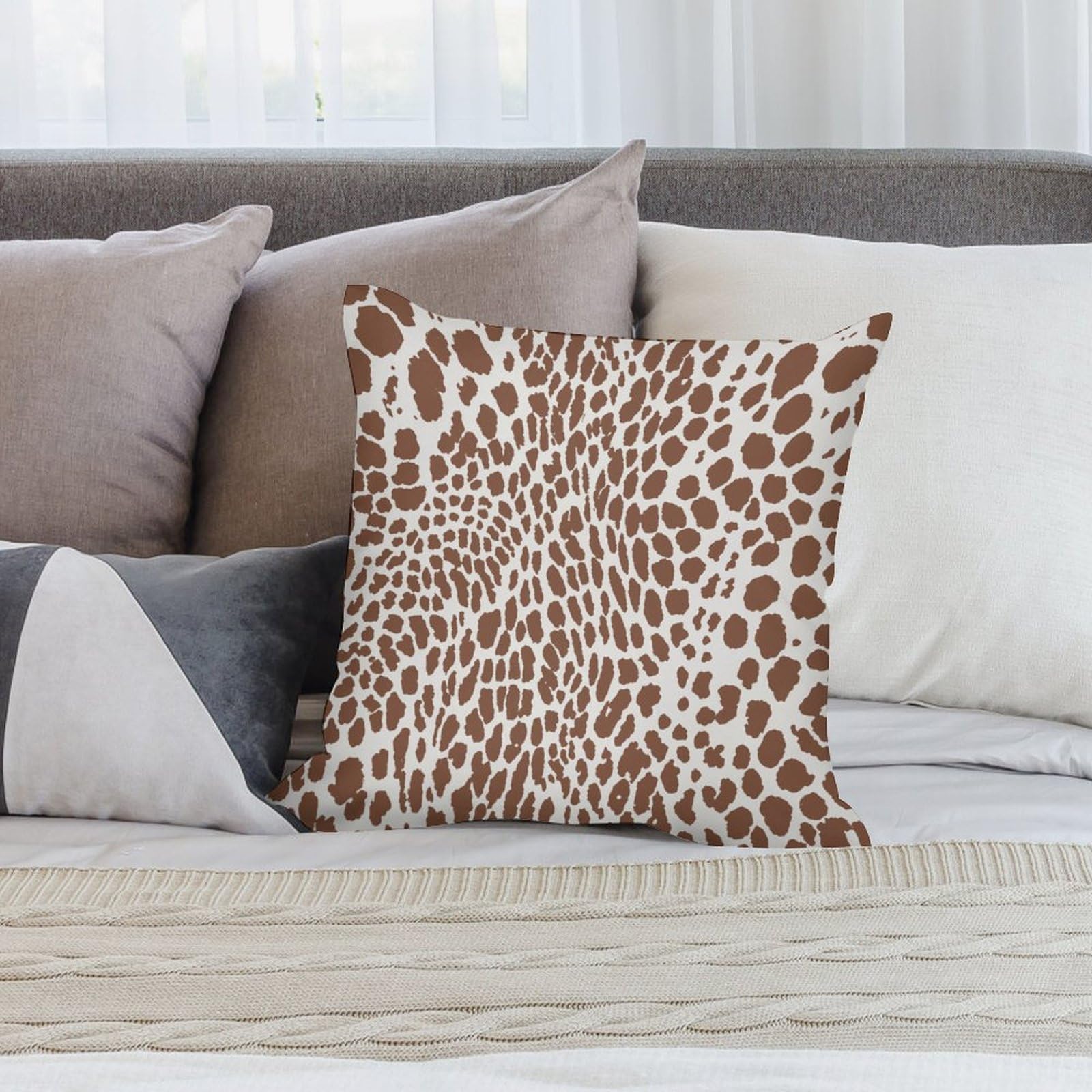 Paire De Coussins Beacon Hill – Velours Guépard Walnut Gold – 50x50 Cm – Neufs