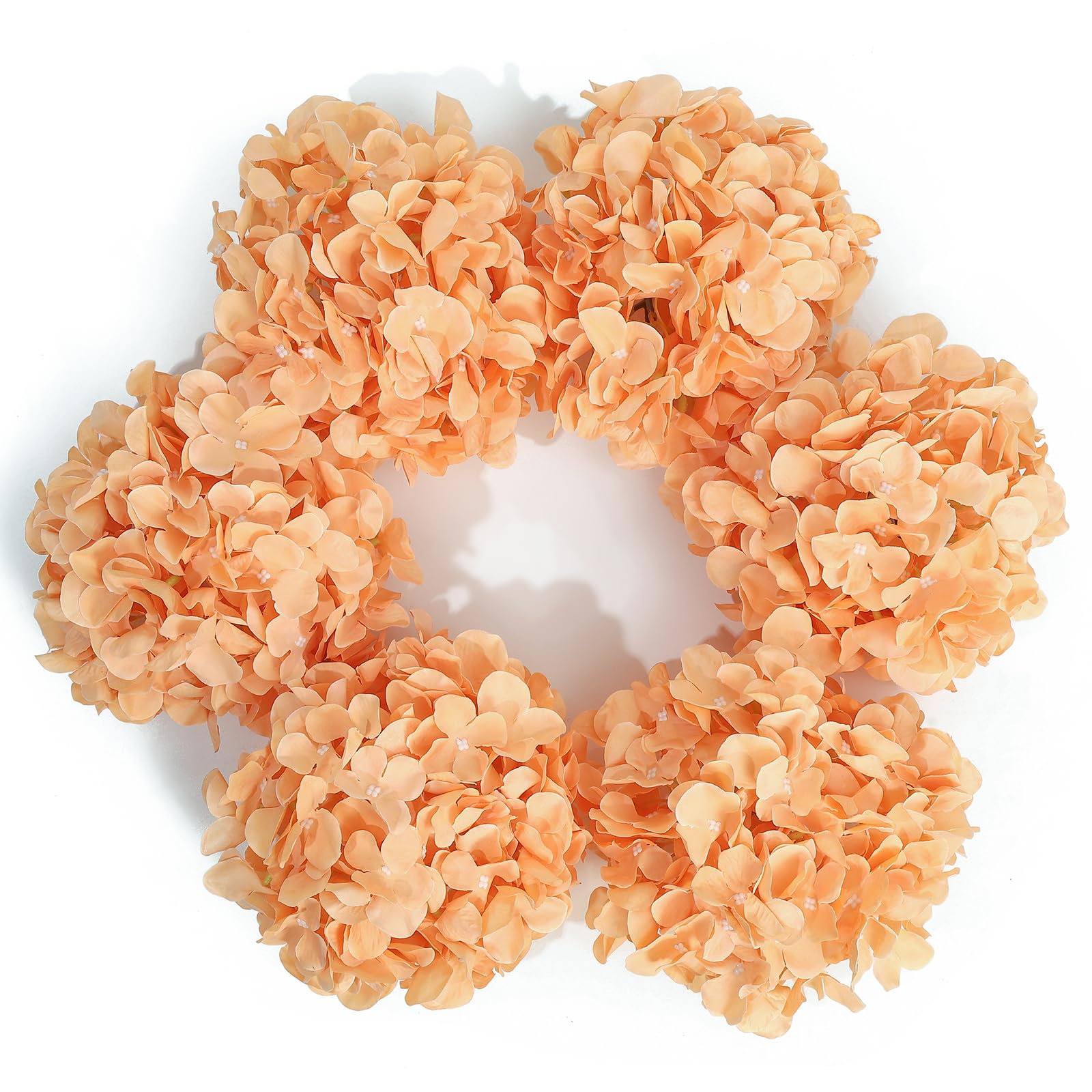 DuHouse Artificial Silk Hydrangea Flower Heads 6Pcs(Peach Fuzz)