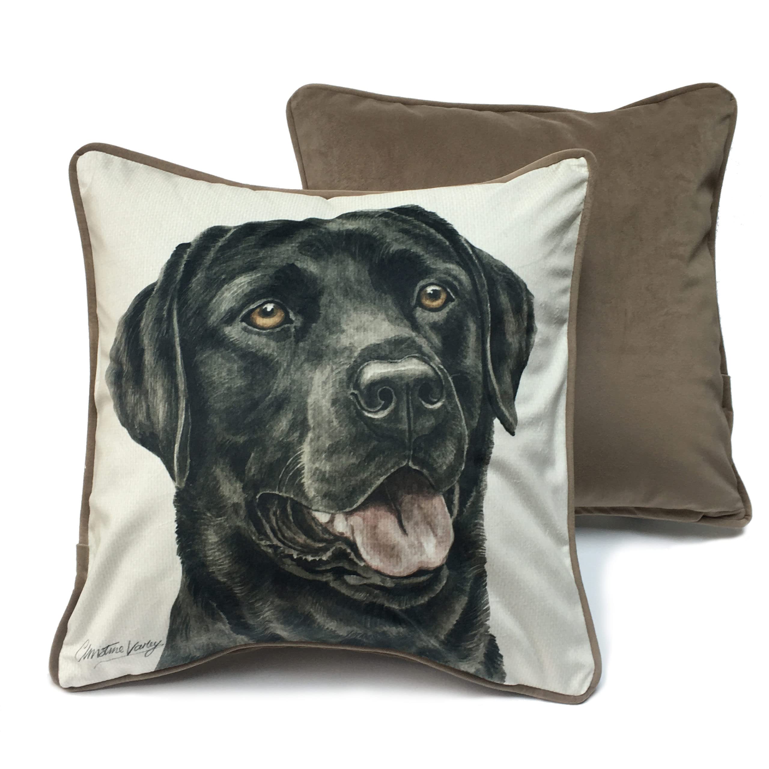 WaggyDogz Black Labrador Luxury Dog Cushion/Pillow by Christine Varley (CUSUK-125)