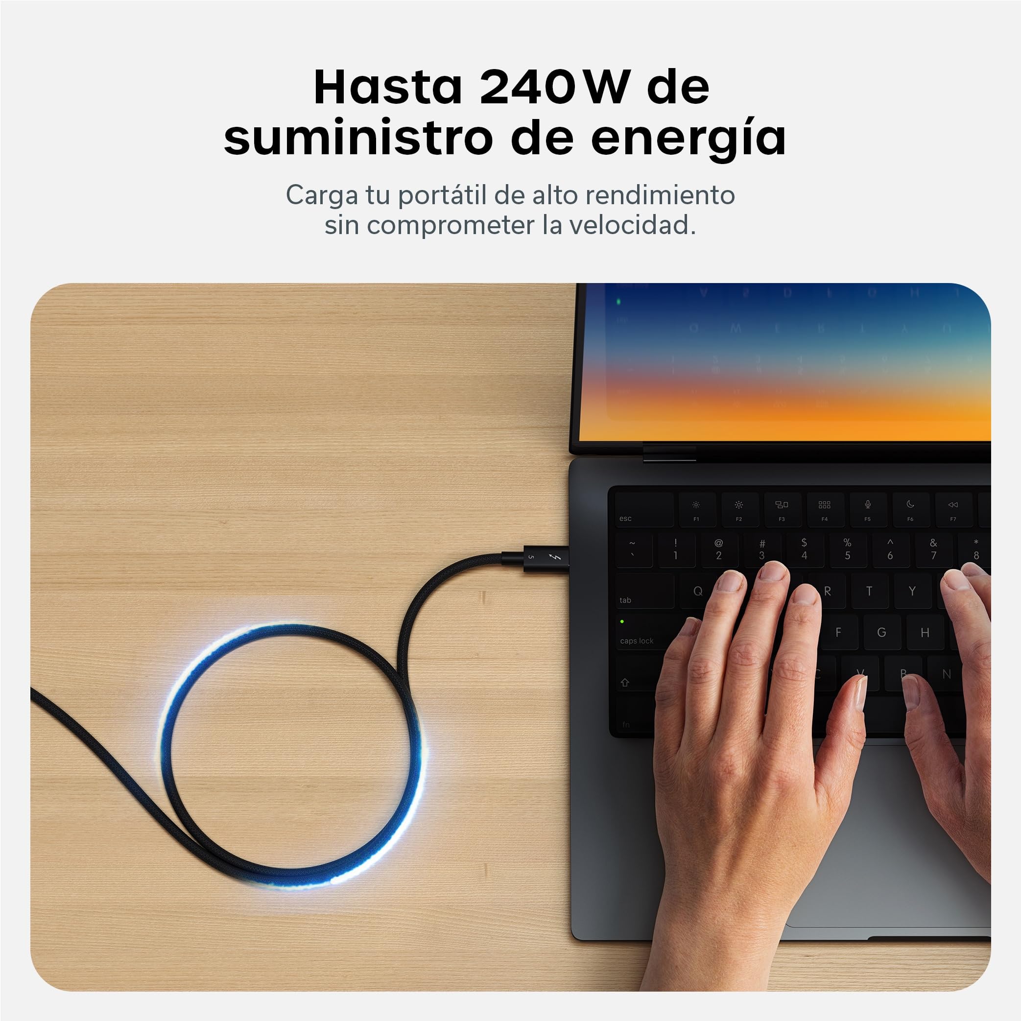 SATECHI Cable Thunderbolt 5 Certificado 240W, Datos a 120Gbps, Doble 8K@60Hz y Triple 4K@144Hz, Cable Trenzado Thunderbolt 5/4/3 USB-C para MackBook Air/Pro/Neo, iPhone, Portatil, PC y más