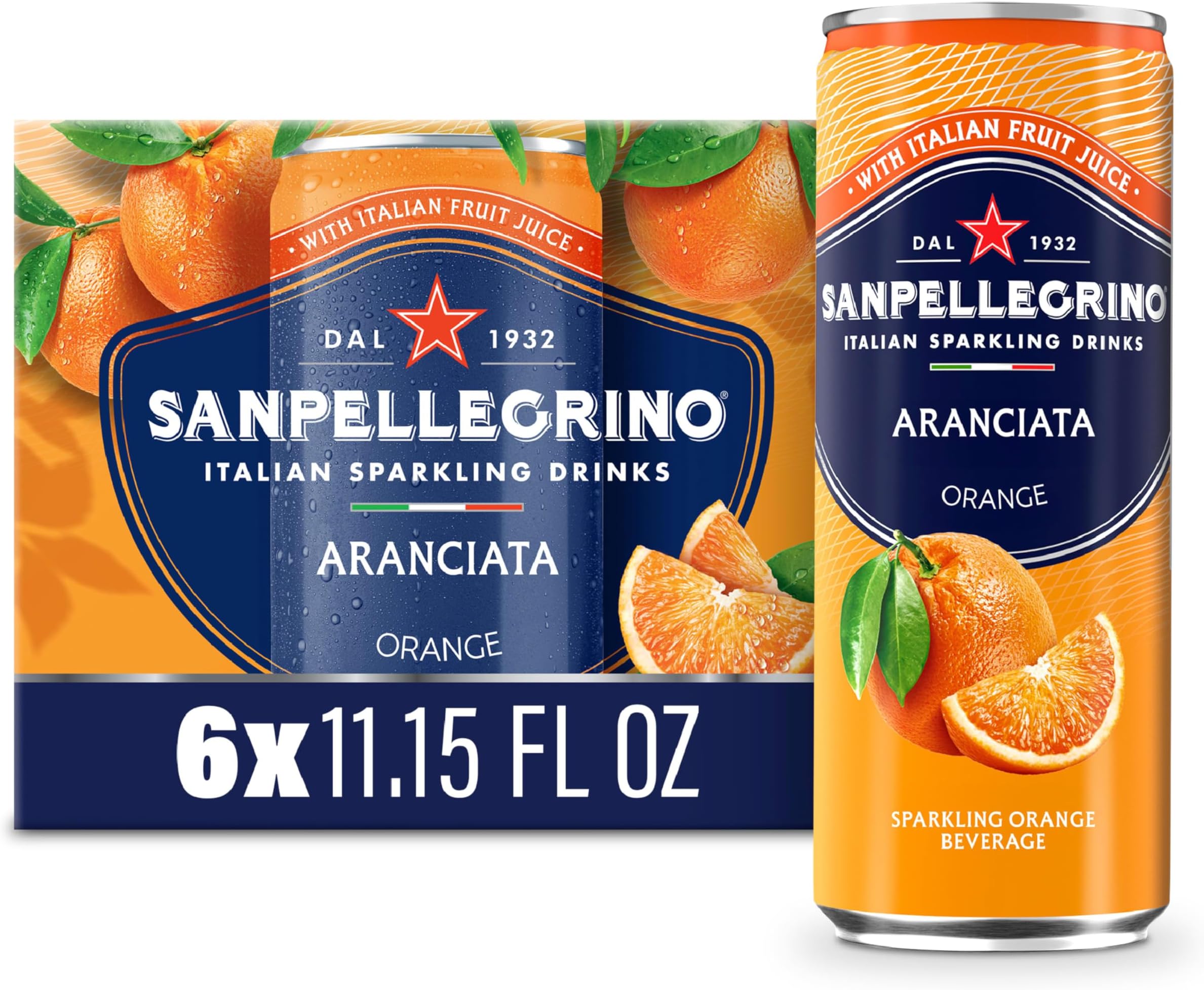 Sanpellegrino Italian Sparkling Drink Aranciata, Sparkling Orange Beverage, 6 Pack