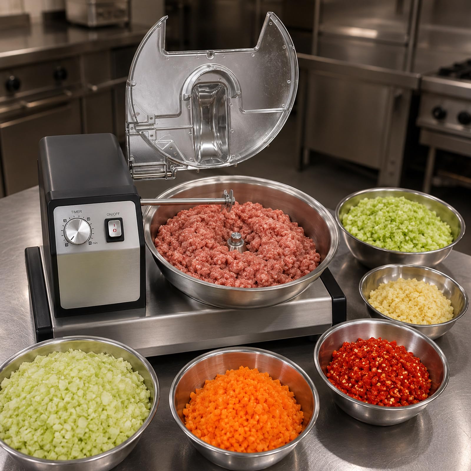 Picadora de Alimentos Eléctrica, Procesador Automático, Tritura Carne Veg