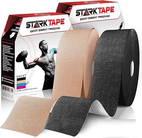 Cinta de kinesiología, paquete de 2 rollos de fisio a granel para pieles sensibles. Cinta de terapia física K para rodilla, hombro, tobillo, muñeca,
