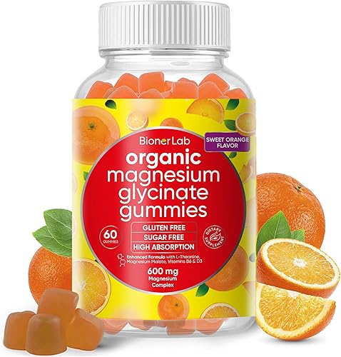 Gomitas masticables de glicinato de magnesio (600 mg) para niños y adultos, mujeres y hombres, complejo vegano con calcio y potasio, vitamina D, B6,