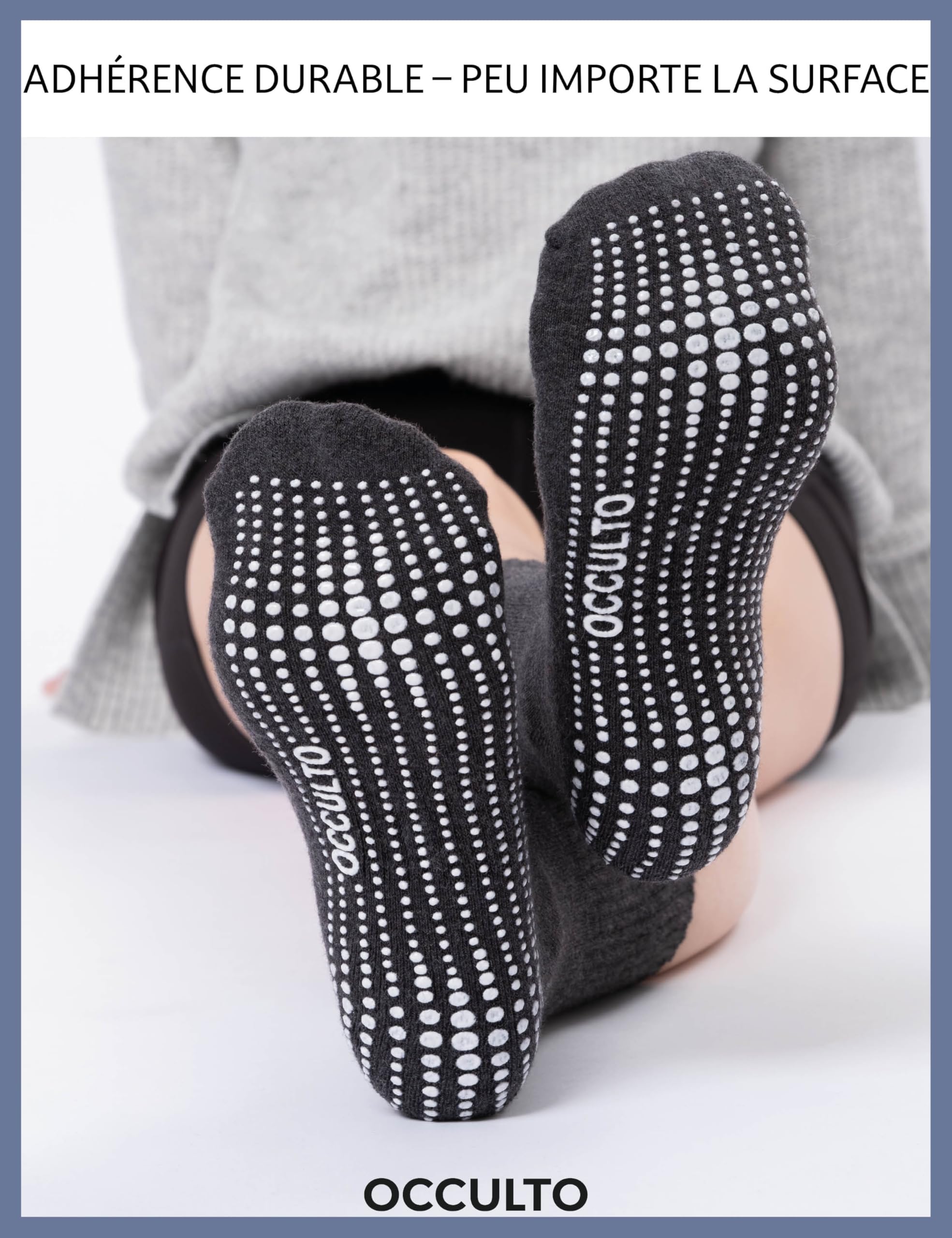 Occulto chaussettes antidérapantes femmes 80% coton 2-4 Paires (modèle: Madeleine)