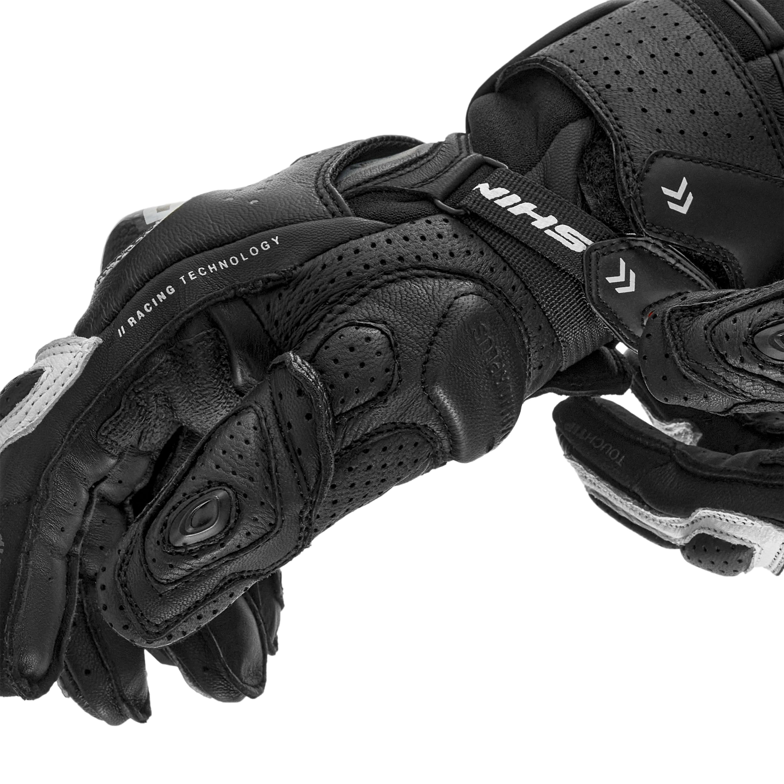 SHIMA RS-3 Guanti Moto Estivi Donna Pelle Lungo Ventilato Perforato Omologati Guanto per Motocicletta Touchscreen Ventilata Scooter Protettore Rinforzato Abbigliamento Racing (Donne, Nero, XS)