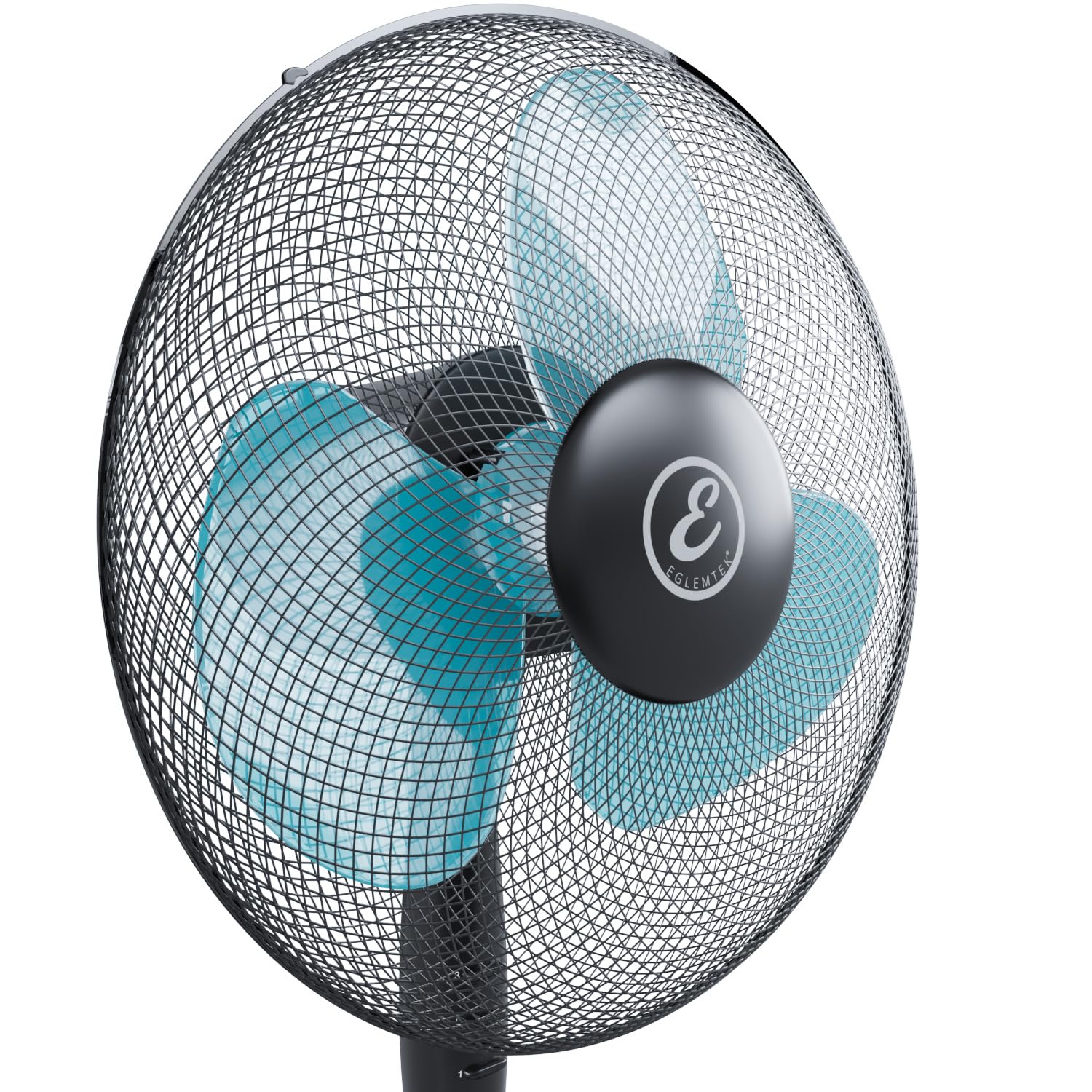 Bricozone Ventilatore a Piantana per Pavimento Potente da 50W con Pale da 40 cm Silenzioso Colore Nero e Azzurro 3 Velocità Oscillante Altezza e Inclinazione Regolabili Griglia di Protezione
